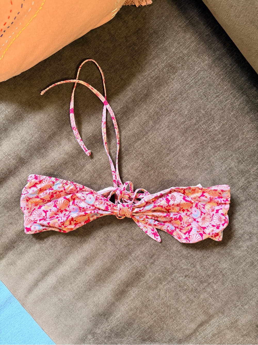 Doen Pink Floral Bandeau Bikini Top